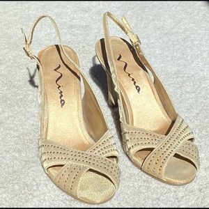 Nina gold slingback dressy heels